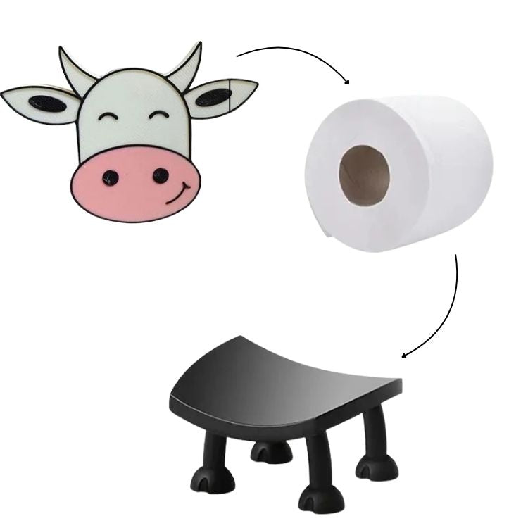 A black toilet roll holder with a top shelf, shown against a light wall.