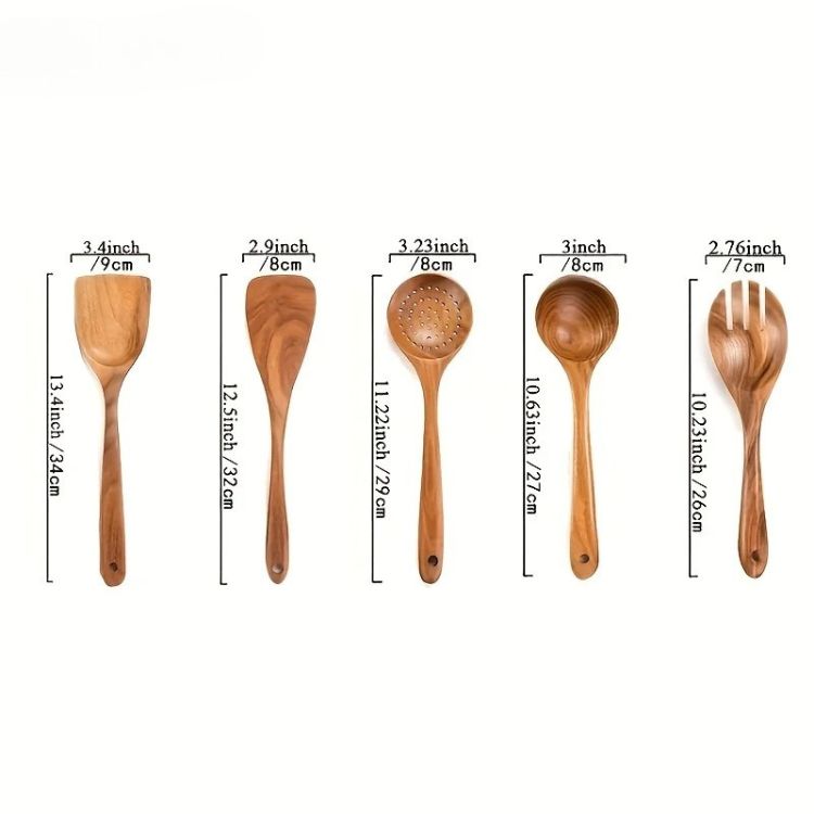 5pcs Natural Wooden Spoons for Cooking