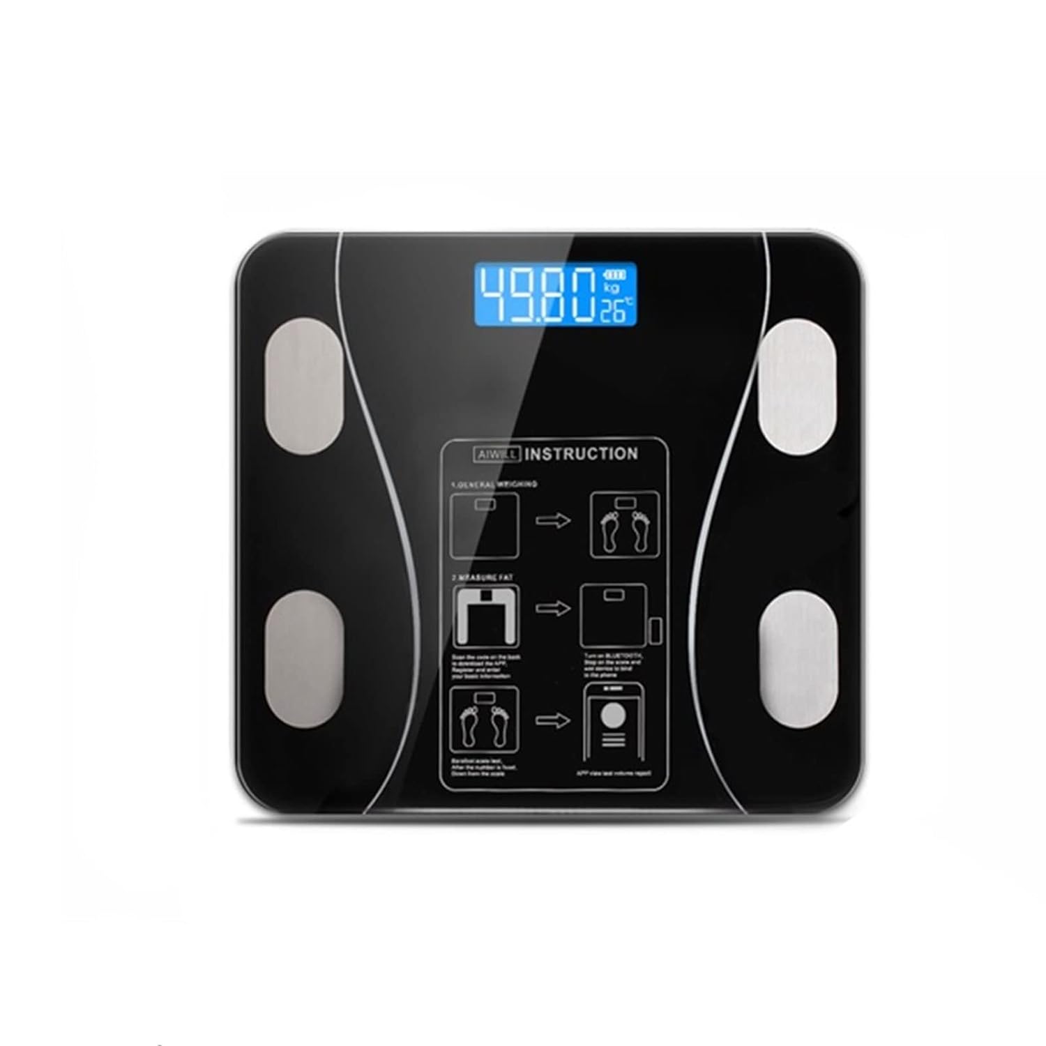 Smart Body Fat Digital Bathroom Scale with Bluetooth Technology Black