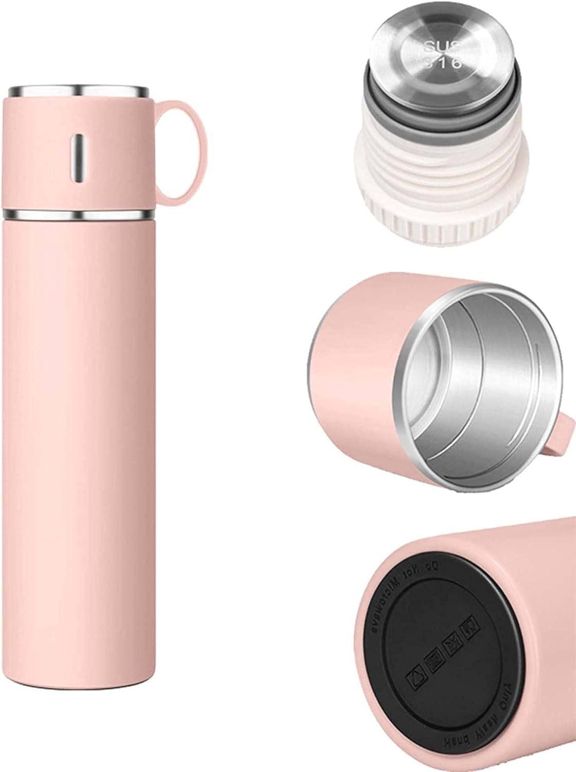 Travel Thermal Flask Set Insulated Water Bottle with Three Cups 500ml