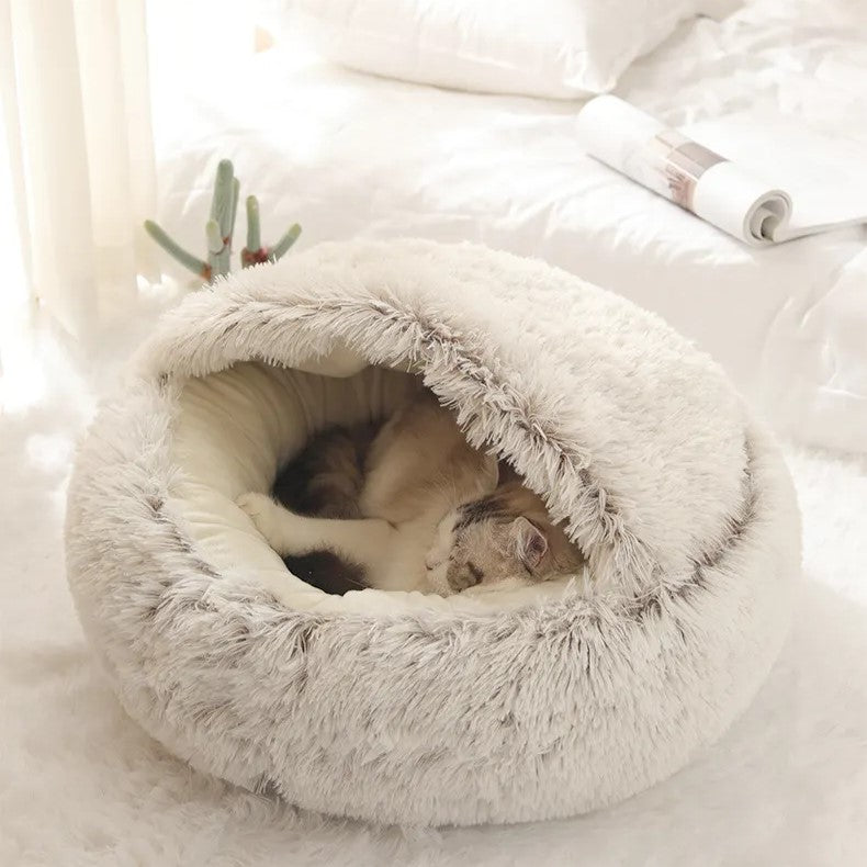 Plush Pet Bed Nest Semi-closed for Cats Small Dogs