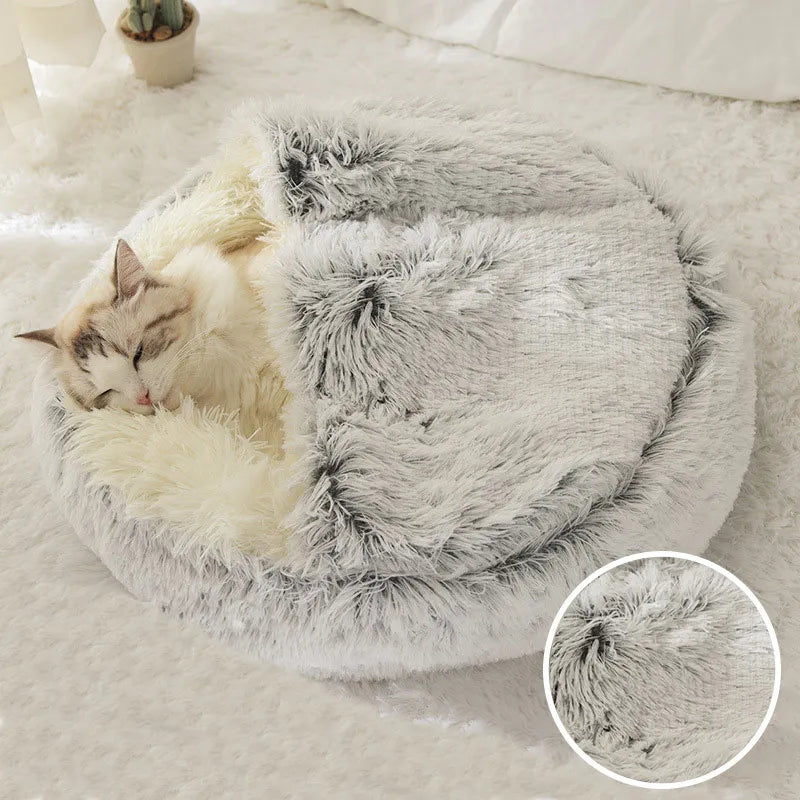 Plush Pet Bed Nest Semi-closed for Cats Small Dogs