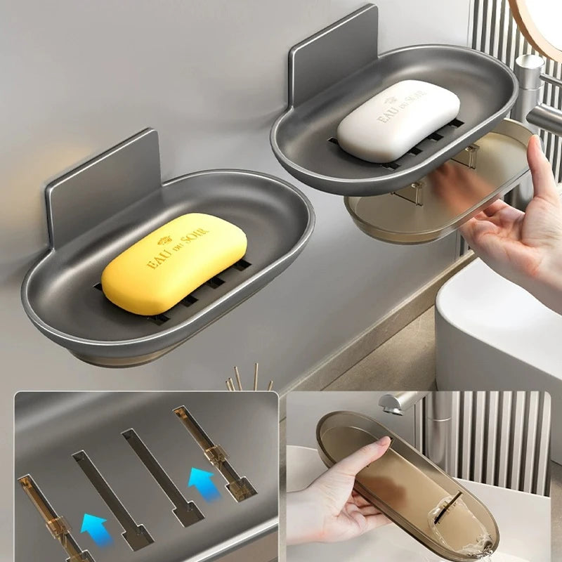 Bathroom Soap Dish Wall Mounted No-Drilling