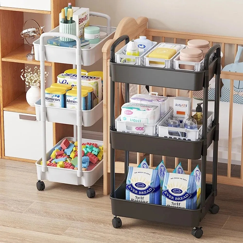 3 Tier Storage Trolley Rolling Cart