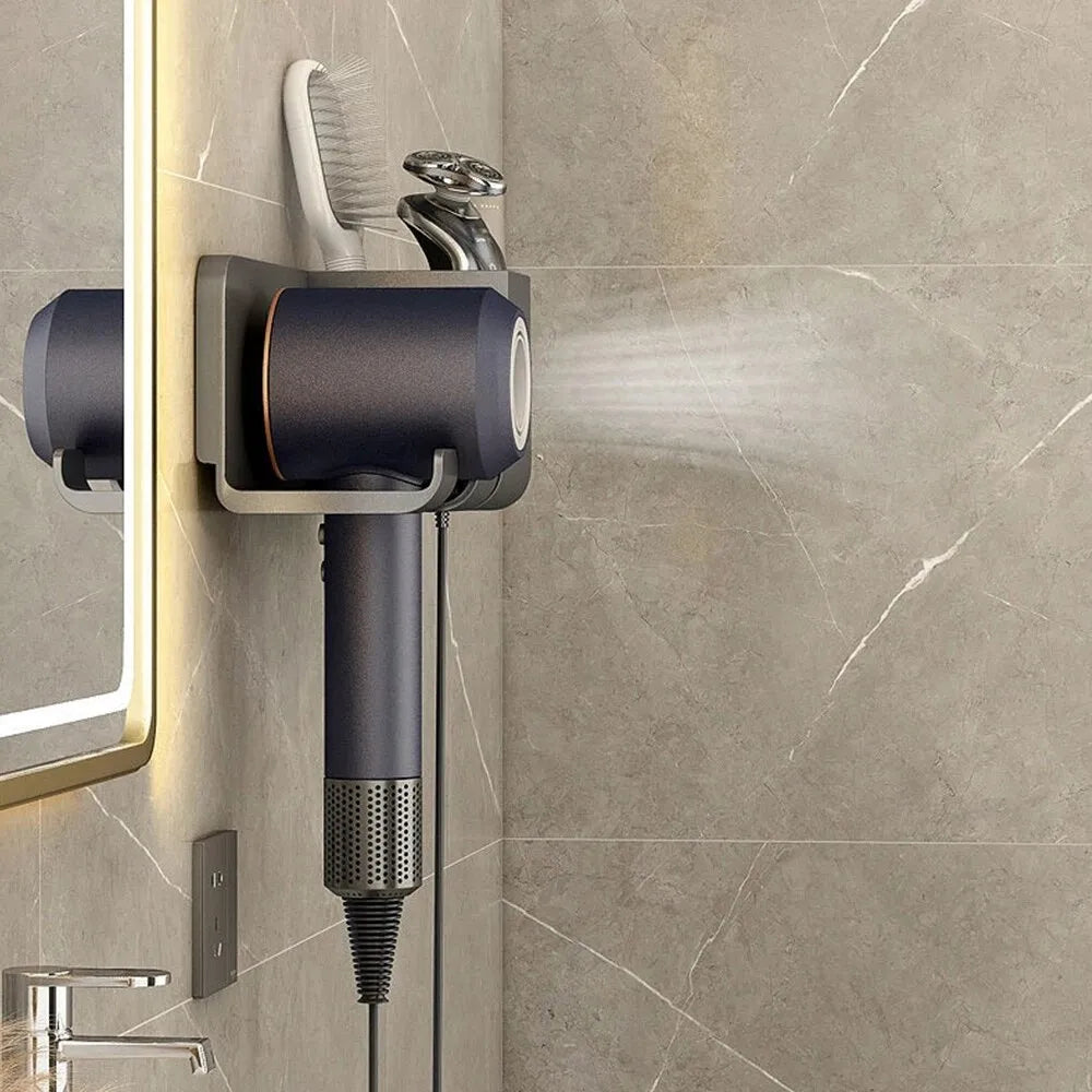 Wall Mounted Hairdryer Shaver Bathroom Storage Organizer