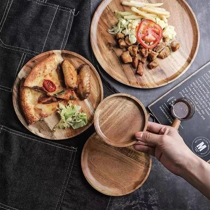 Round Wooden Serving Board Charger Plate