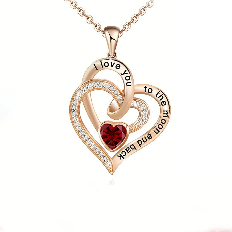 Love Heart Necklace with Rose Gift Box