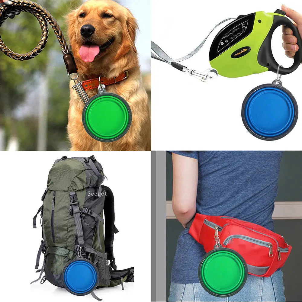 Collapsible Pet Dog Silicone Food Water Bowl