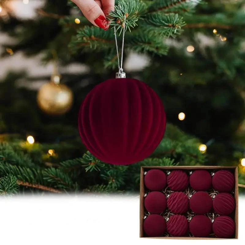 Flocked Christmas Bauble Set