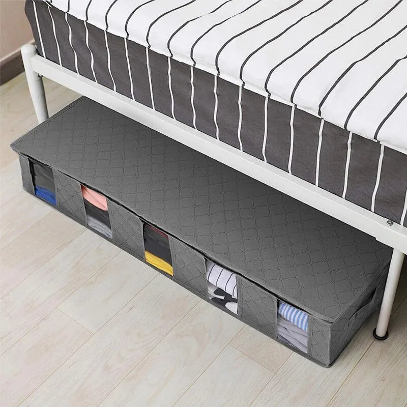 Fabric Underbed Clothing Storage Bag Blue or Grey