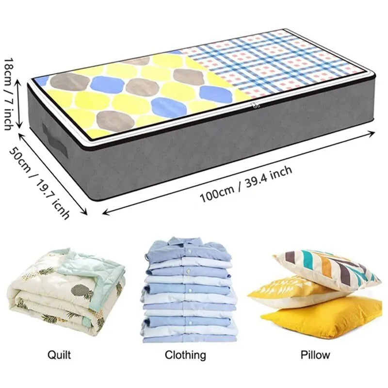 Fabric Underbed Clothing Storage Bag Blue or Grey