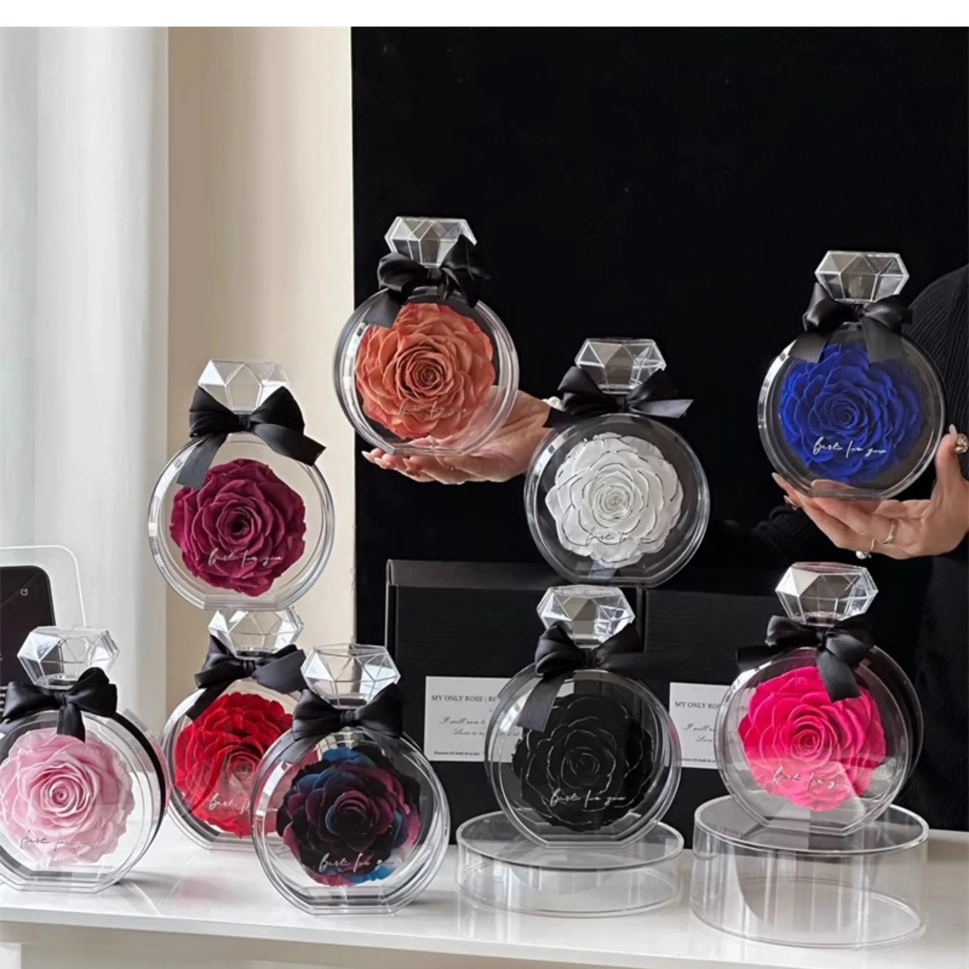 Eternity Rose in Ring Bottle