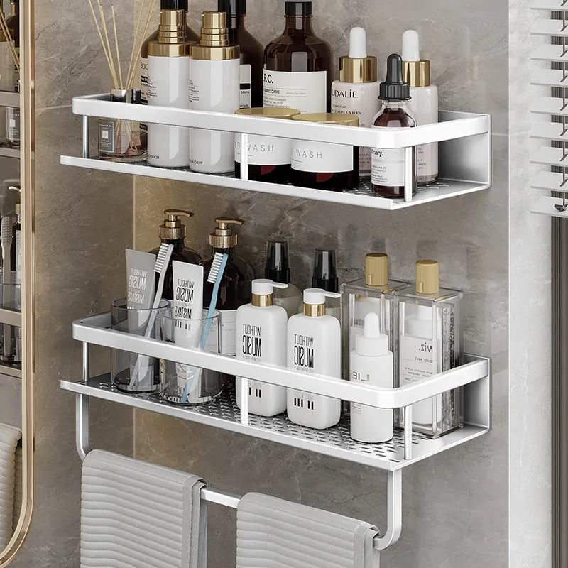 Bathroom Shelf Shower Storage Silver Matt