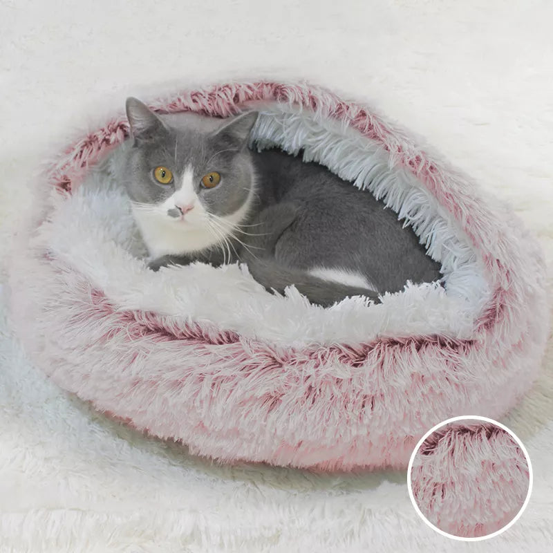Plush Pet Bed Nest Semi-closed for Cats Small Dogs