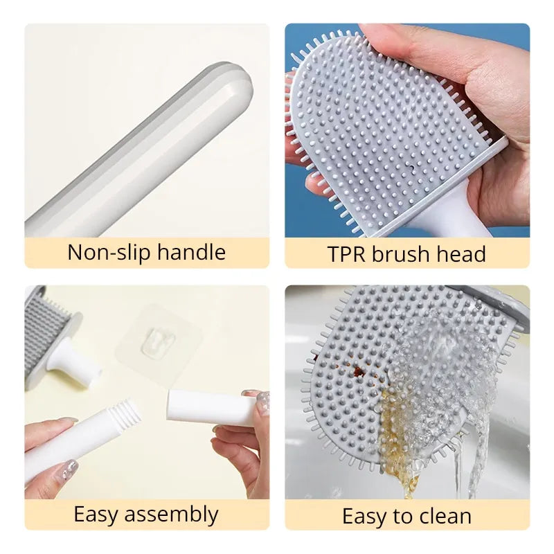 Silicone Toilet Brush and Holder Wall Mounted
