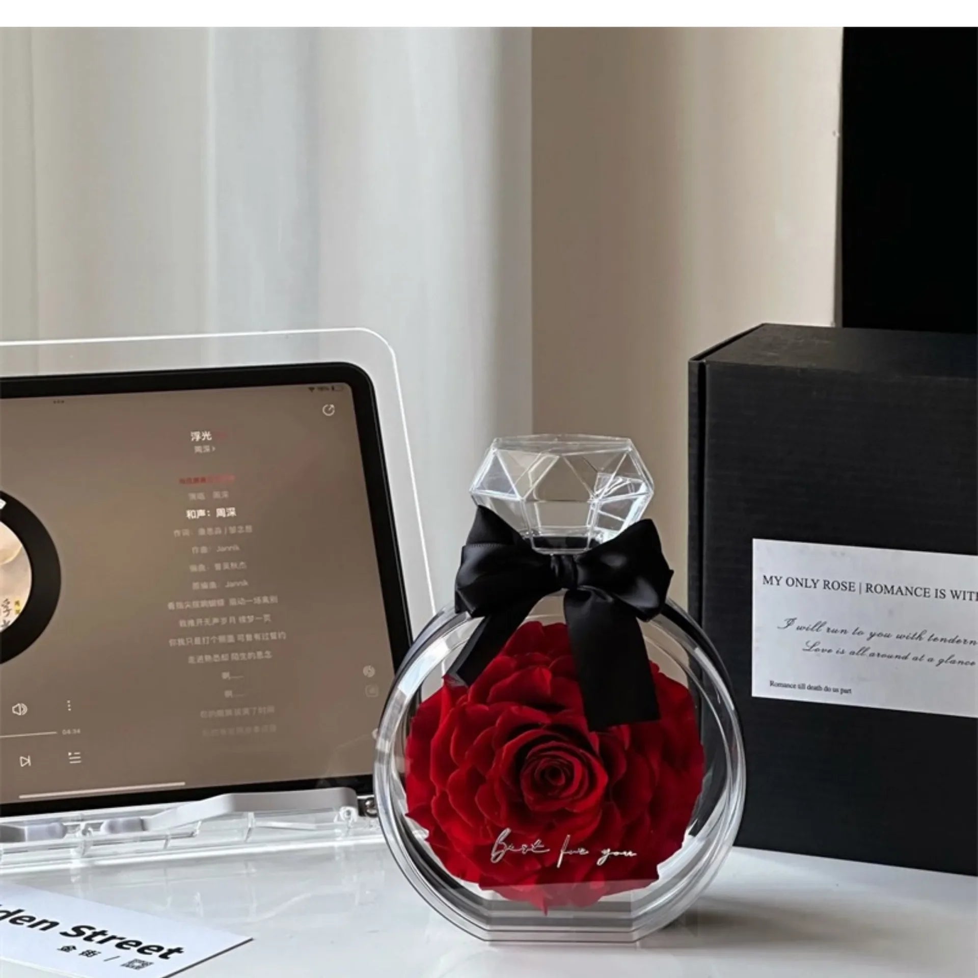Eternity Rose in Ring Bottle