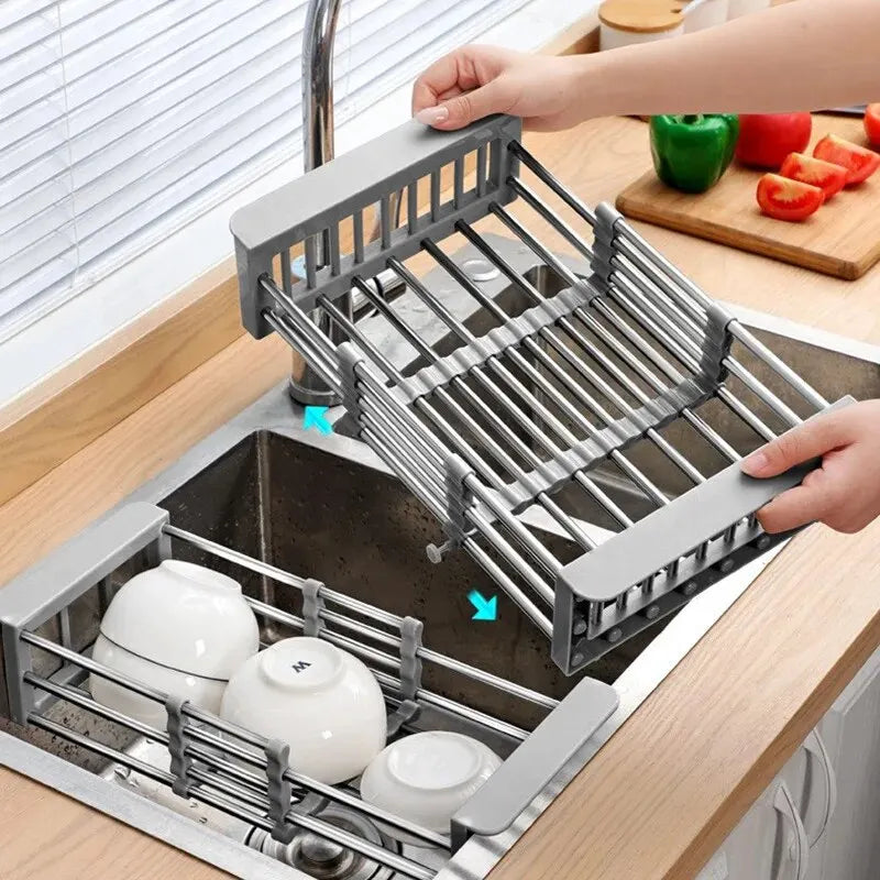 Kitchen Sink Retractable Storage Draining Rack