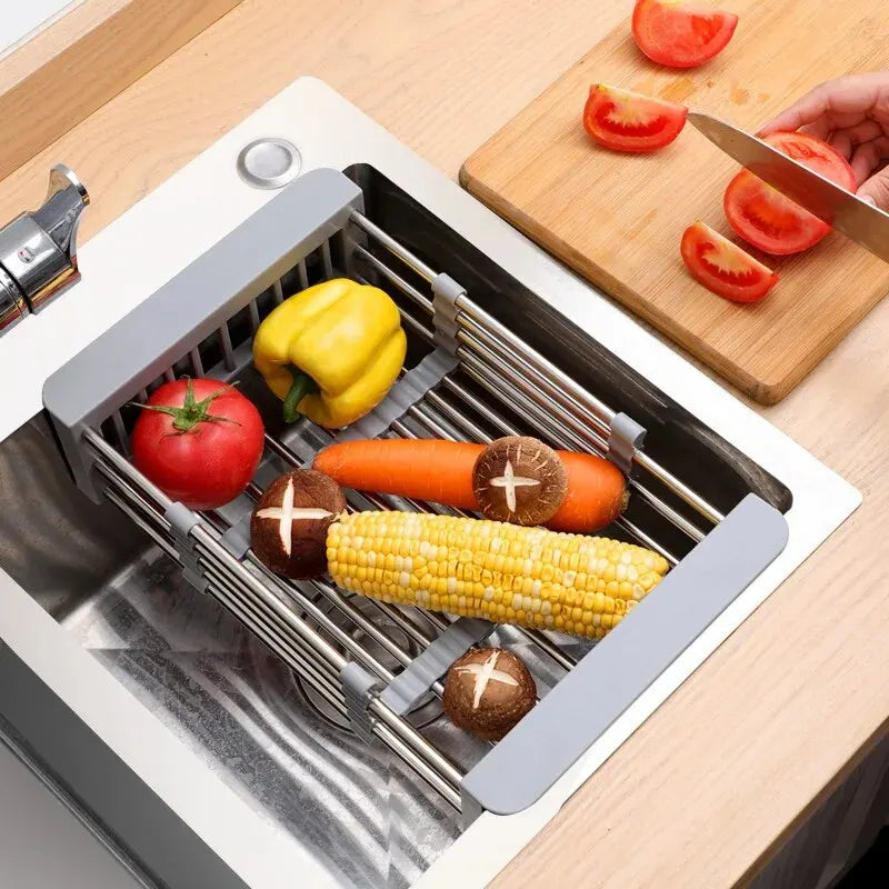 Kitchen Sink Retractable Storage Draining Rack