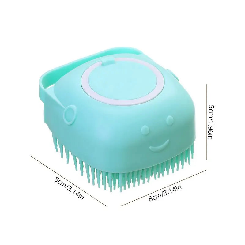 Silicone Massaging Pet Bath Brush with Shampoo dispenser for Dogs Cats