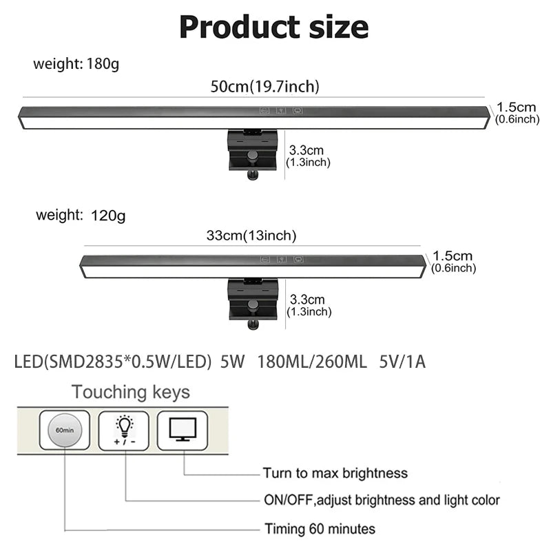 Easy-Care Computer Screen LED Light Bar