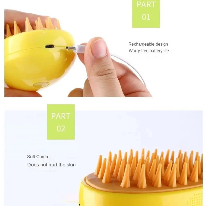 Pet Massaging Grooming Self Cleaning Brush Comb with Spray Function for Dogs Cats