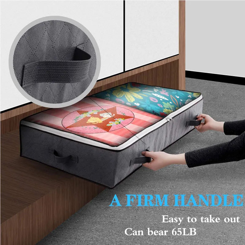 Fabric Underbed Clothing Storage Bag Black or Grey