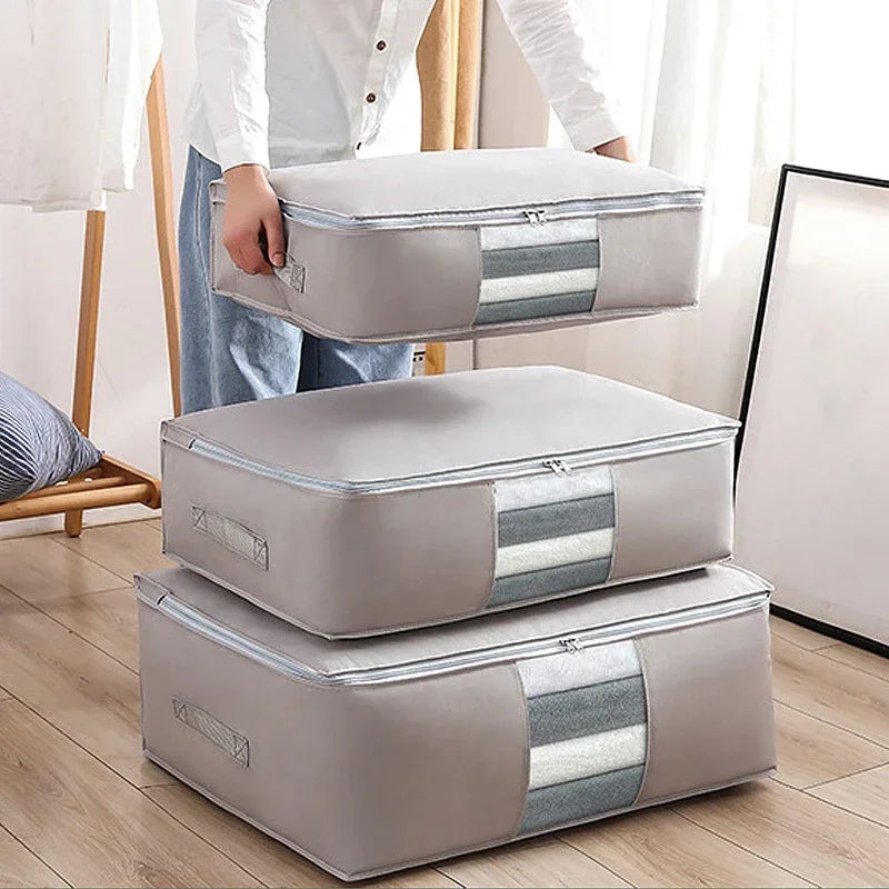 Fabric Underbed Dustproof Clothes Storage Bag Pink or Grey