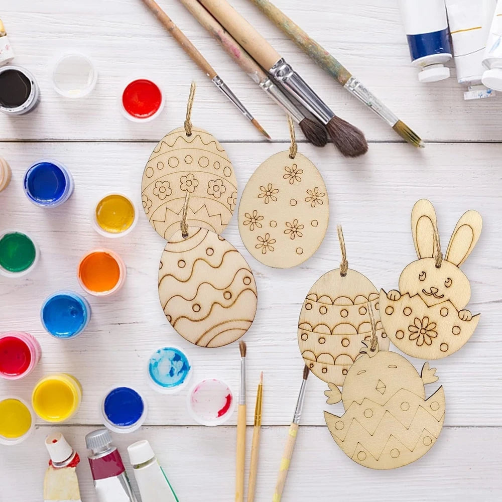 12 Piece Easter Wooden Hanging Decorations