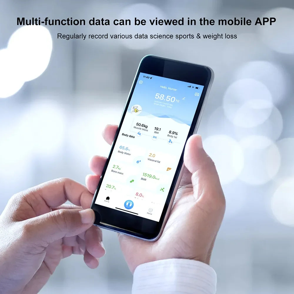 Smart Body Fat BMI Digital Bathroom Scale with Bluetooth Technology and App Control Black