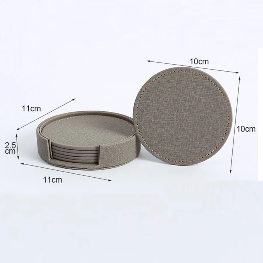 Coasters tea with size details on white background.
