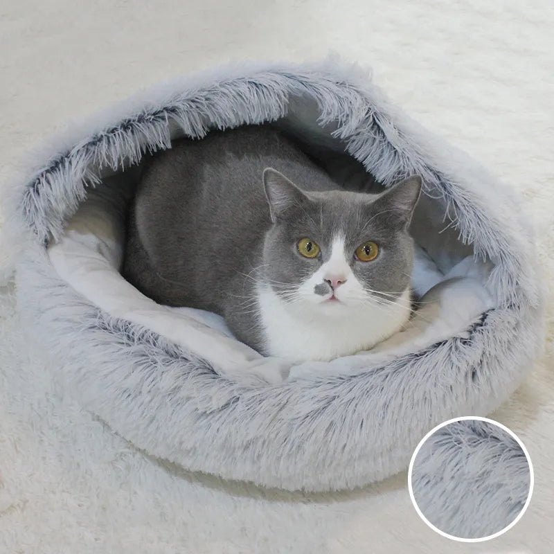 Plush Pet Bed Nest Semi-closed for Cats Small Dogs