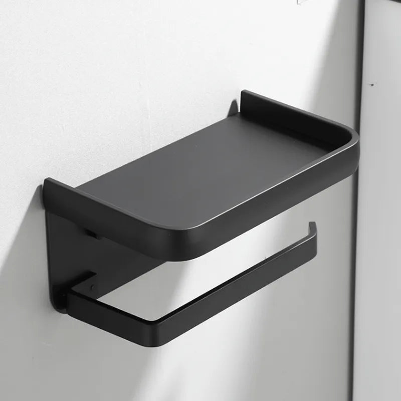 Toilet Roll Holder with Storage Shelf