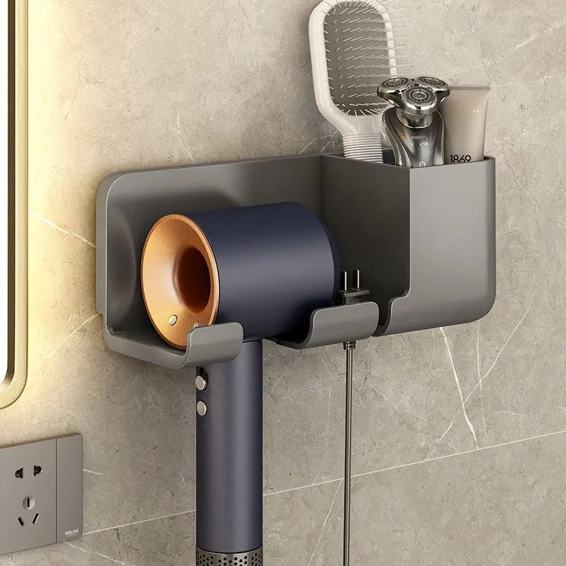 Wall Mounted Hairdryer Shaver Bathroom Storage Organizer
