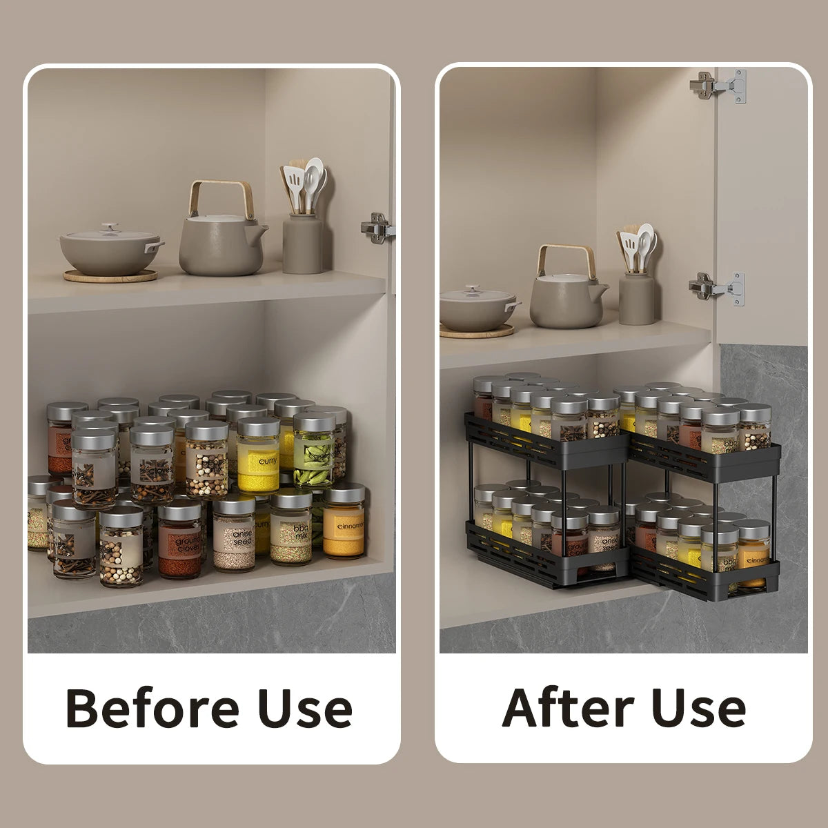 Two Tier Pull Out Kitchen Shelf Organizer