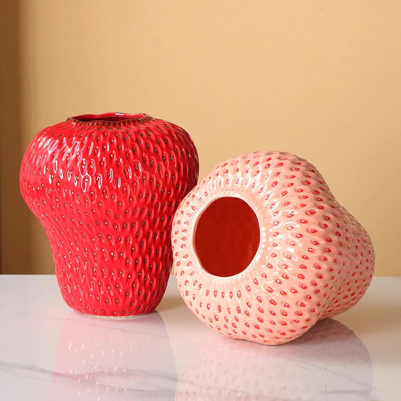 Strawberry Ceramic Vase Home Decor