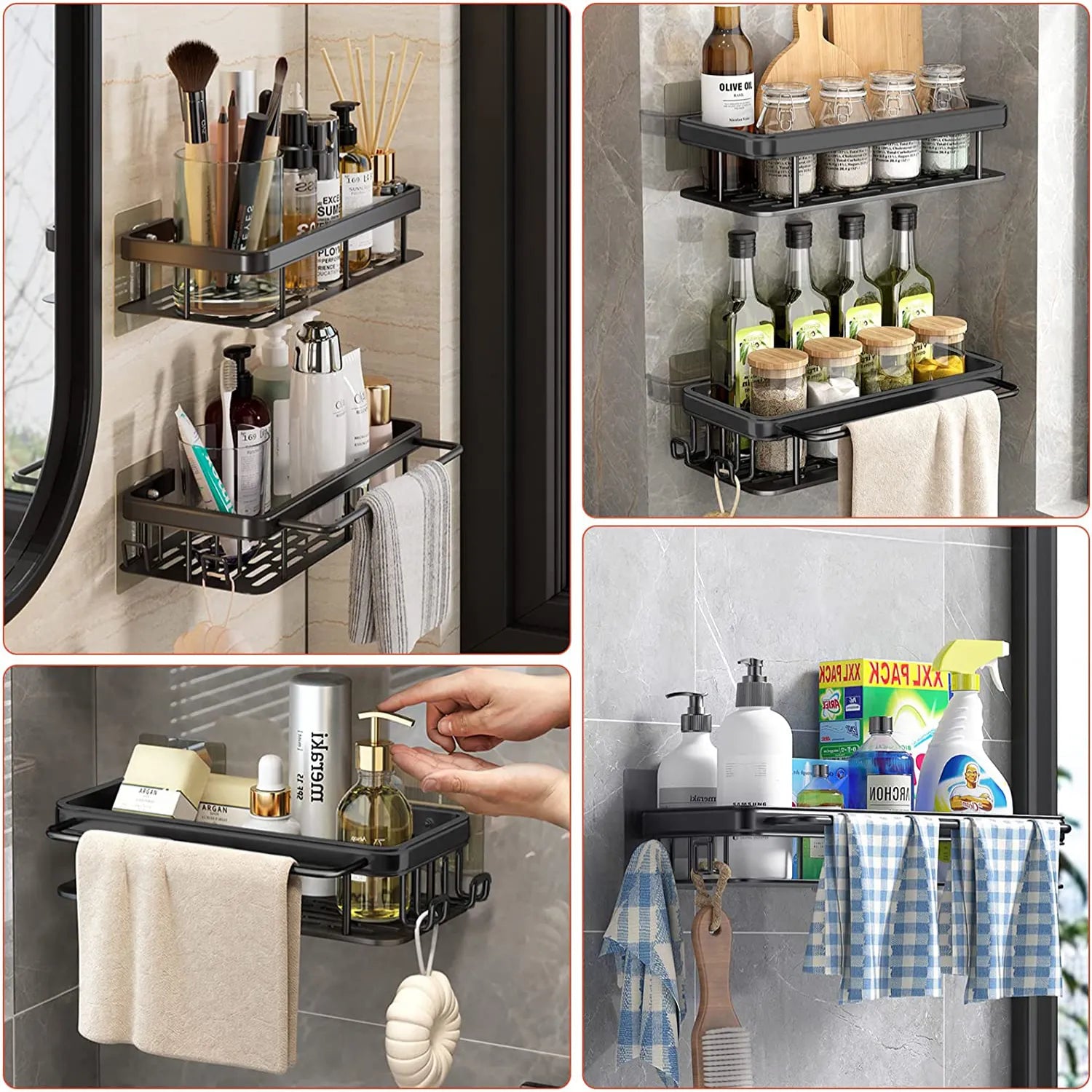 Bathroom Shower Shelf Storage No Drill