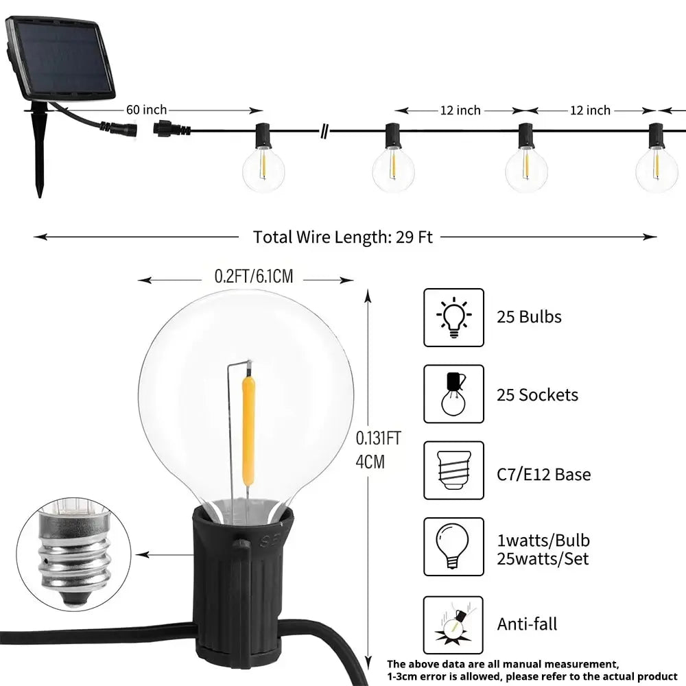 Ball String Solar Powered Garden Lights LED