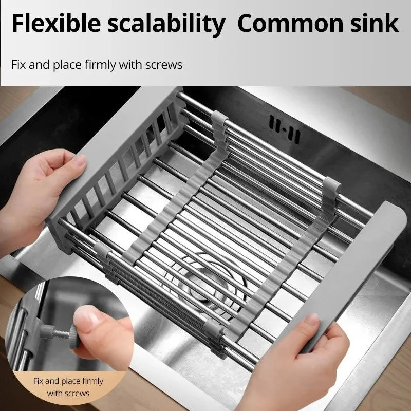 Kitchen Sink Retractable Storage Draining Rack