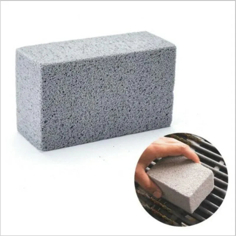 Side view of rectangular grill cleaning brush.