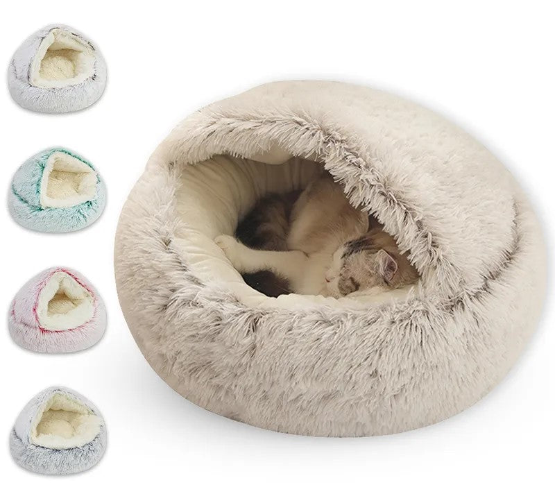 Plush Pet Bed Nest Semi-closed for Cats Small Dogs