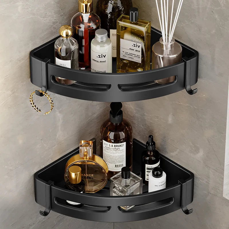 Corner Shower Caddy Shelf with Hooks