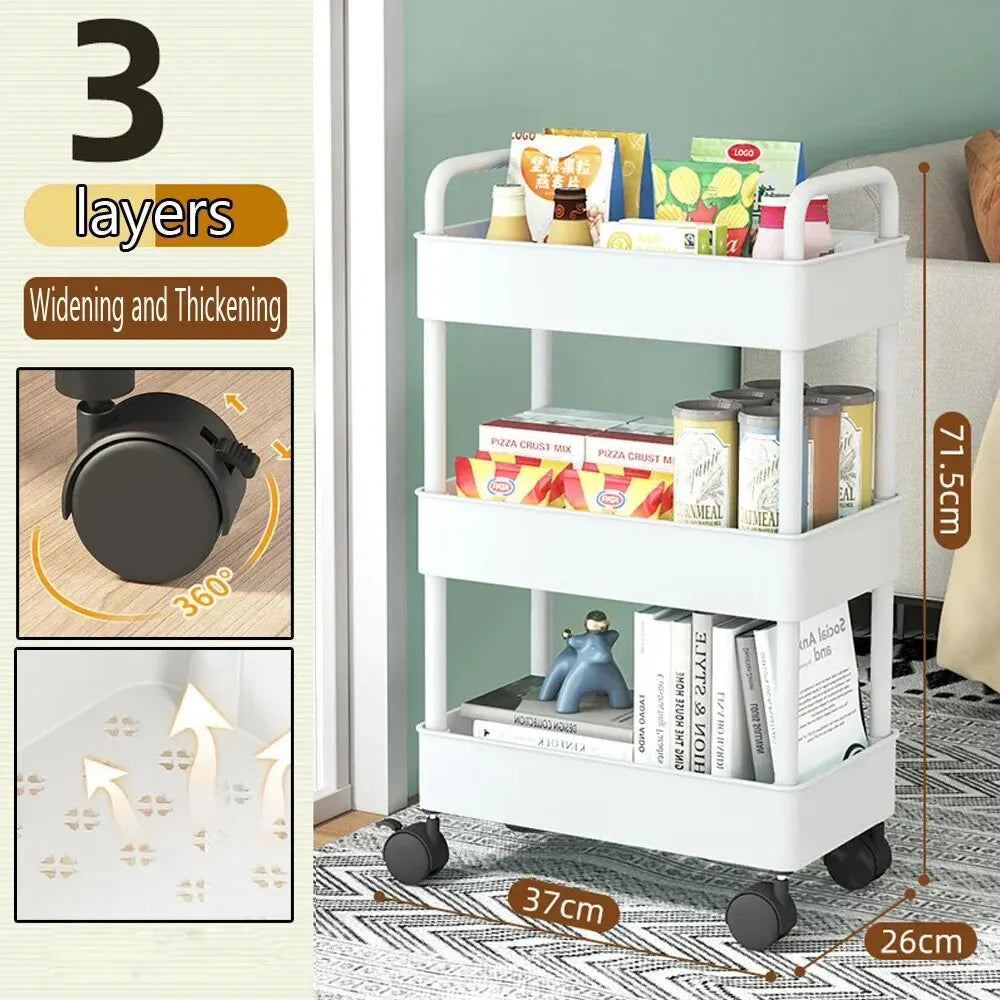 3 Tier Storage Trolley Rolling Cart