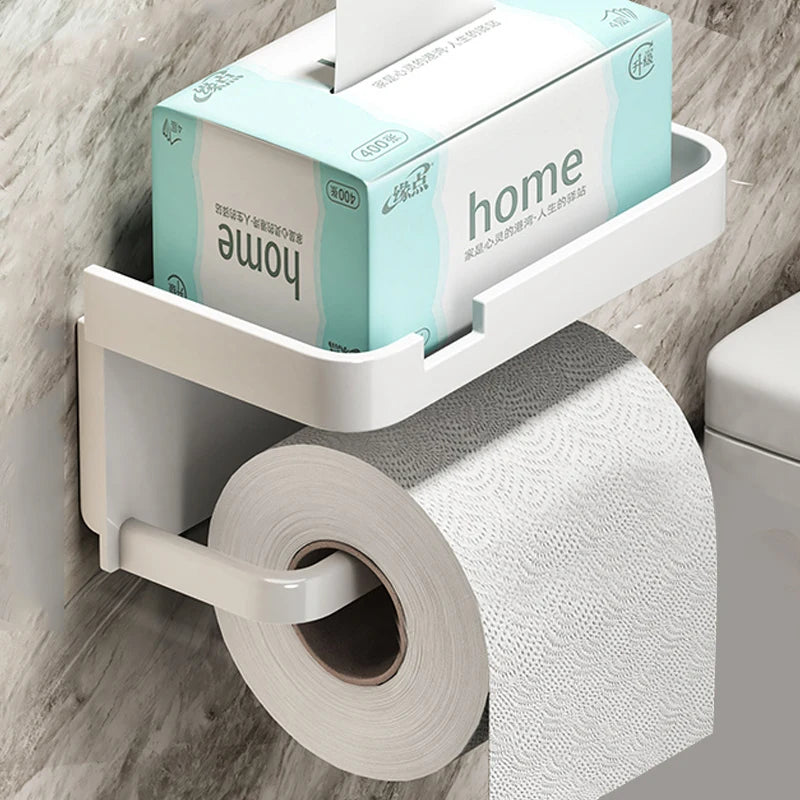 Toilet Roll Holder with Storage Shelf