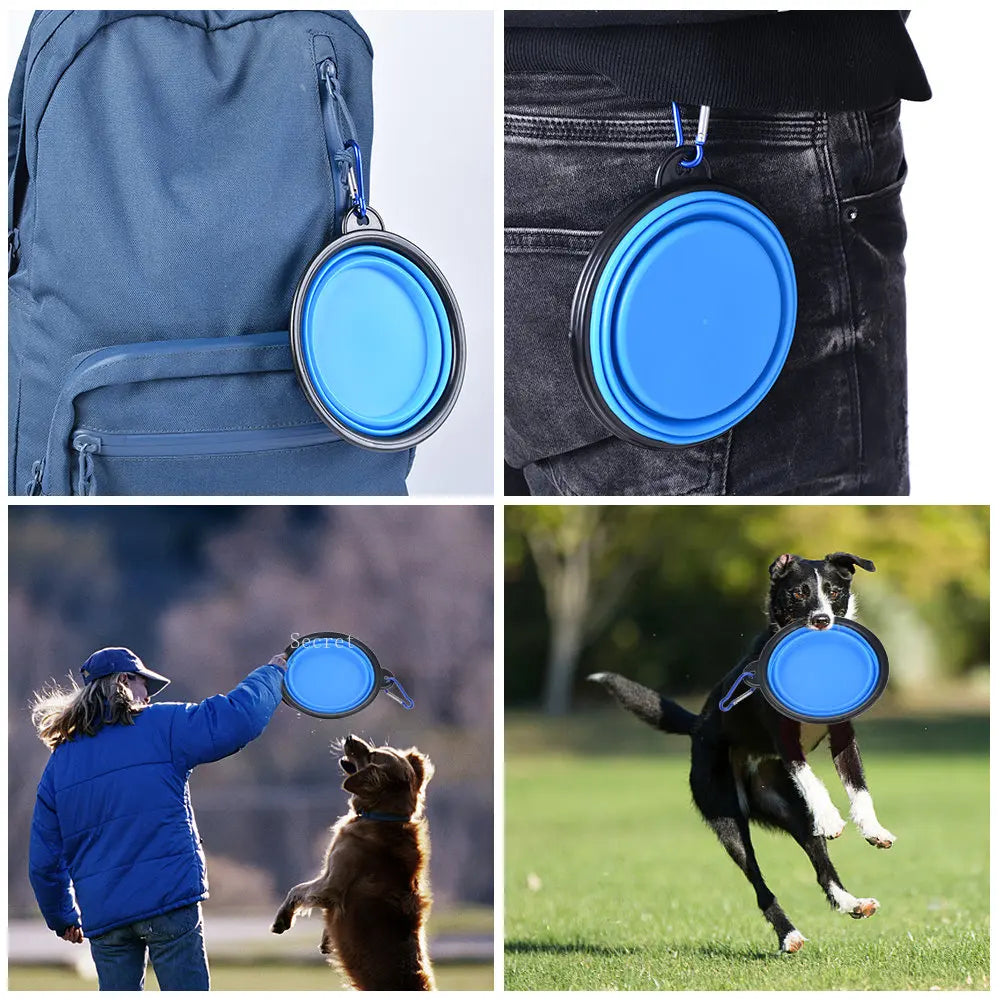 Collapsible Pet Dog Silicone Food Water Bowl