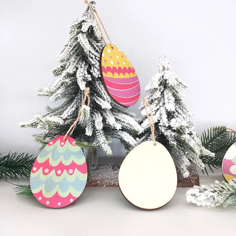 12 Piece Easter Wooden Hanging Decorations