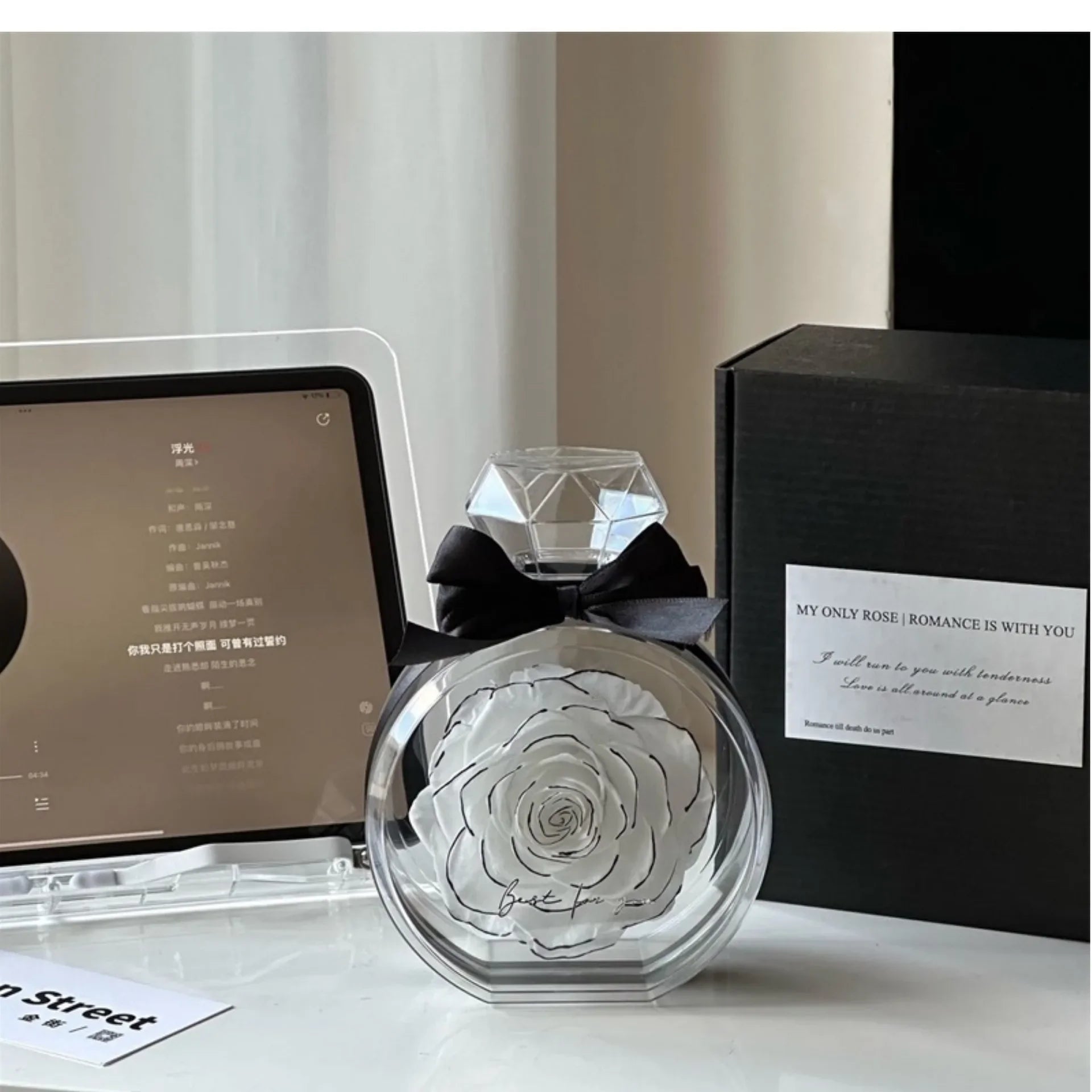 Eternity Rose in Ring Bottle