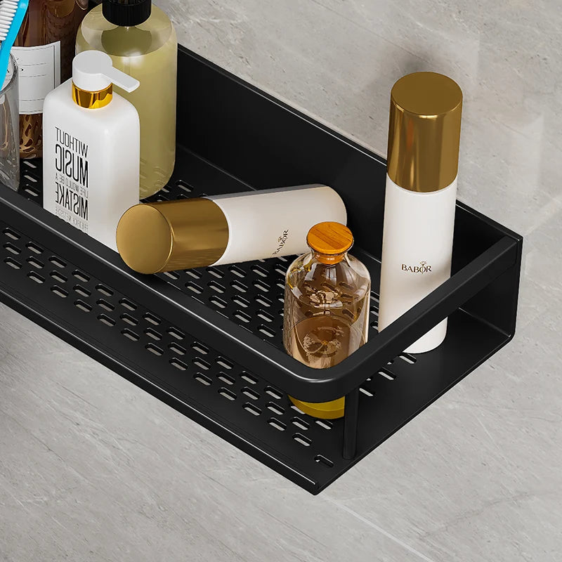 Black Bathroom Shower Shelf Storage