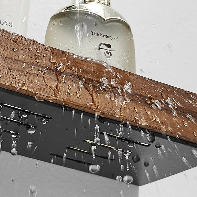 Wood Bathroom Shelf Shower Storage