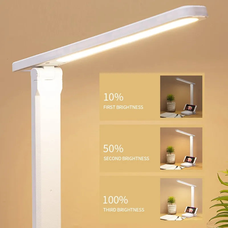Eye Care LED Desk Light Dimmable with Phone Stand