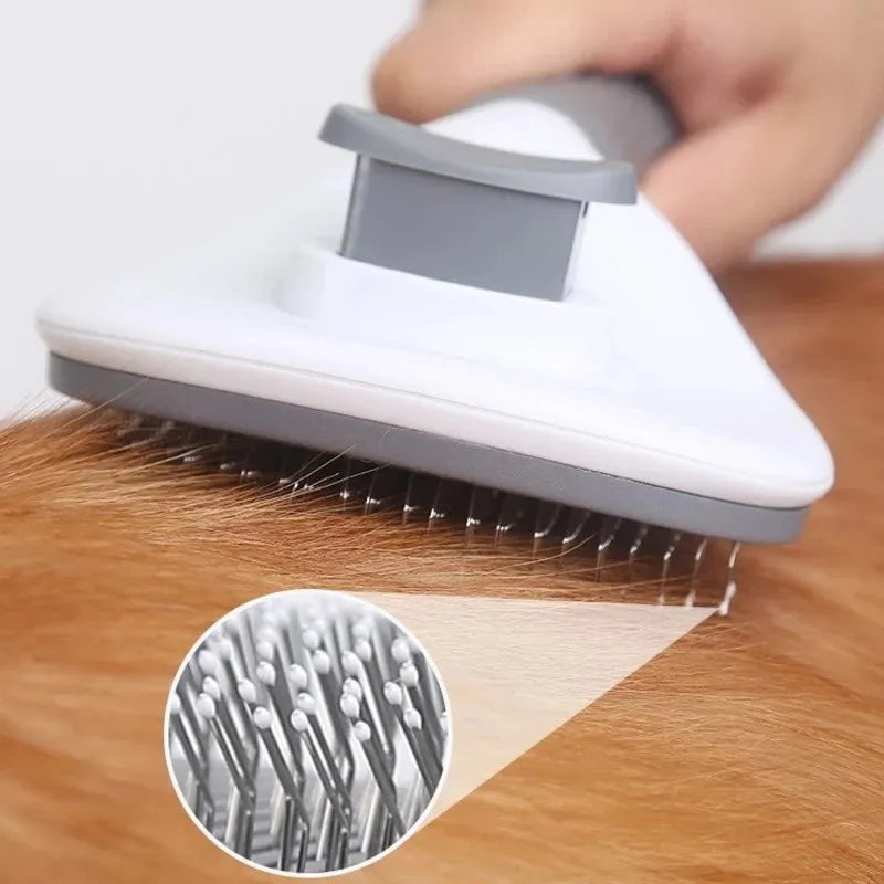 Self Cleaning Pet Grooming Brush for Dogs Cats with ergonomic handle